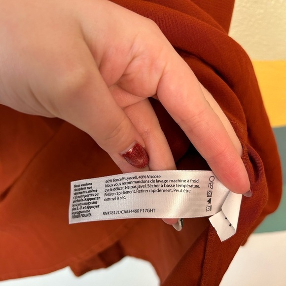 Eileen Fisher Swing Shift Dress Rust Orange Tencel Blend Size Large - Picture 4 of 5